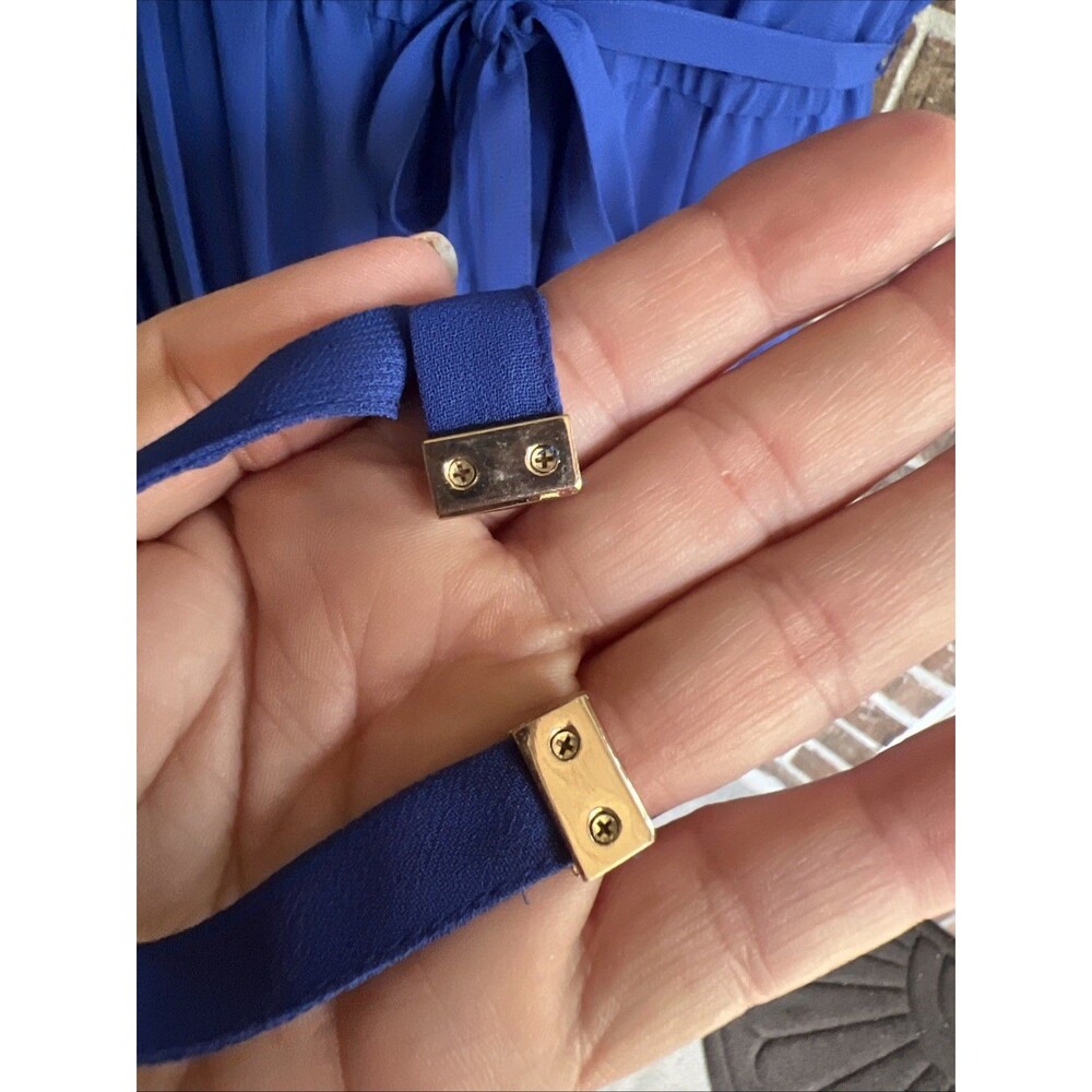 Catherine’s Woman Cobalt Blue Elastic Waist Tie Front Pleated Casual Dress 2X - Picture 4 of 16